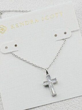 Kendra Scott Mother-of-Pearl Cross Silver Pendant Necklace